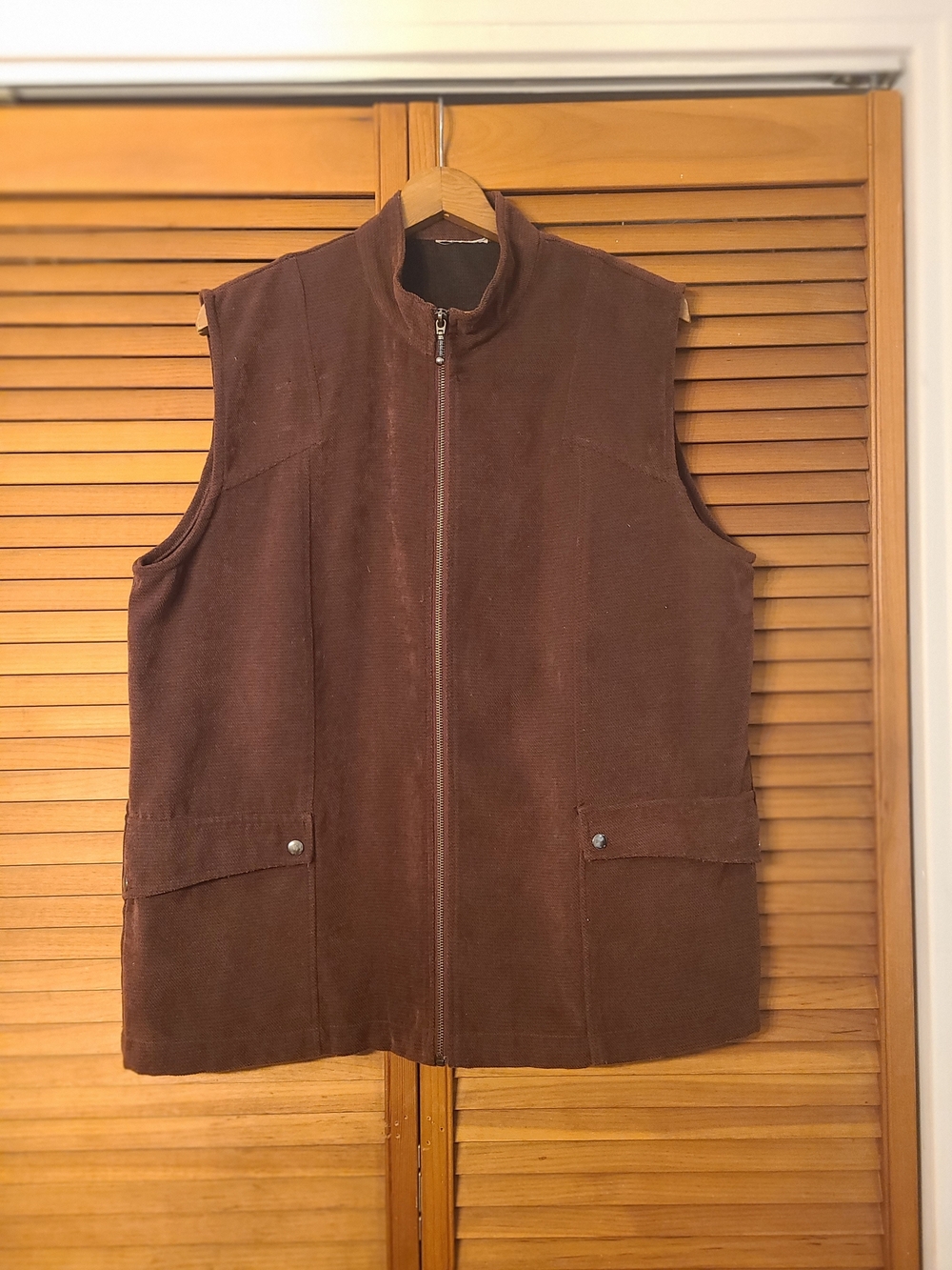 Men's Brown Velvet Zip-Front Vest